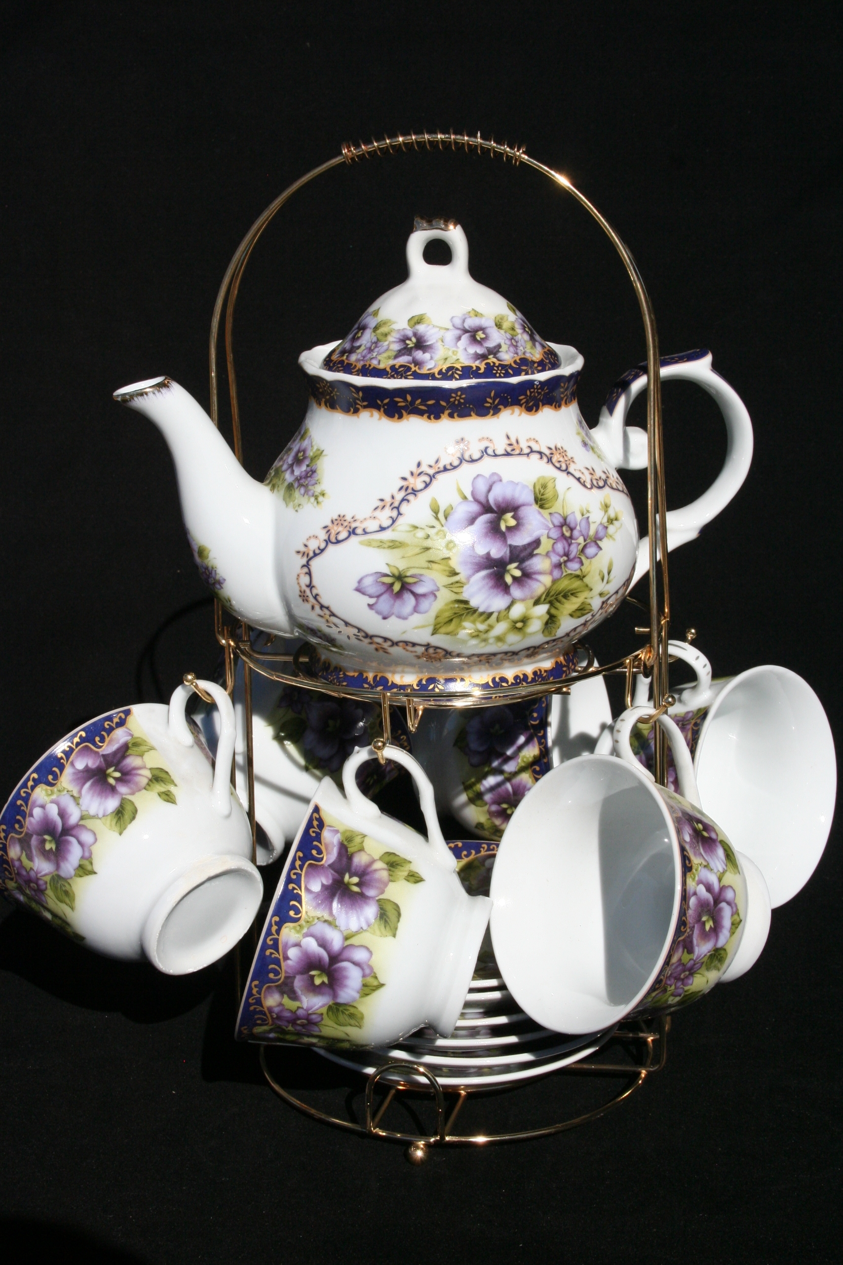 Purple Pansy Teaset - Click Image to Close